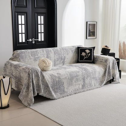 MYSKY HOME Couch Cover for Dogs, Washable Couch Covers, Non Slip Sofa Cover, Couch Cover 2 Cushion Sofa Dogs Furniture Protector with Tassels, Chenille Sofa Slipcover for Pets, 71"x118", Dark Grey