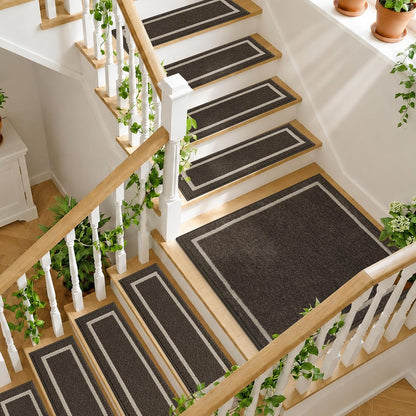 COSY HOMEER Soft Stair Treads Non-Slip Carpet Mat 28inX9in Indoor Stair Runners for Wooden Steps,Stair Rugs for Kids and Dogs, 100% Polyester TPE Backing 4pcs,Beige