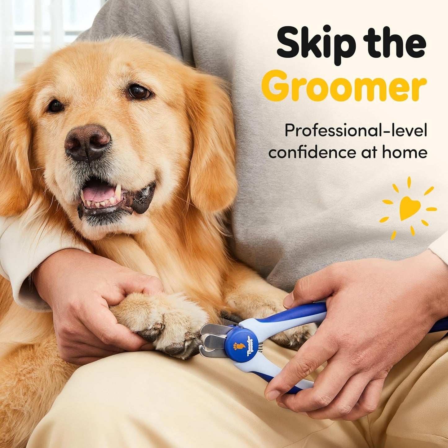 LED Dog Nail Clippers with Light, Trimmers with Protective Guard, Quick Sensor, Safety Lock and Nail File - Suitable for Large and Small Dogs & Cats (Yellow, LED)