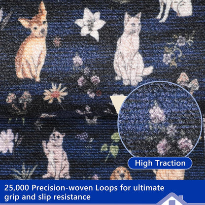 Animal Cat Dog Stair Treads Non Slip for Wooden Steps 15PCS 8"x30" Stair Carpet Treads TPR Backing Soft Stair Runner Washable Reusable Indoor Safety Stair Mats for Elders Kids Dogs Black