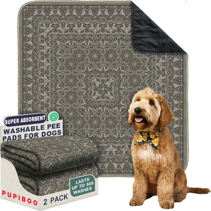 PUPIBOO Washable Pee Pads for Dogs and Cats - Super Absorbent Reusable Puppy Training Pads - 100% Waterproof, Leak-Proof & Non-Slip Whelping Pads for Pet Housebreaking
