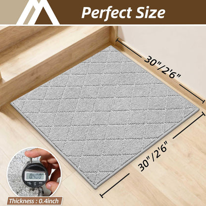 COSY HOMEER Edging Stair Treads Non-Slip Carpet Mat 28inX9in Indoor Stair Runners for Wooden Steps, Edging Stair Rugs for Kids and Dogs, 100% Polyester TPE Backing (7pc, Beige)