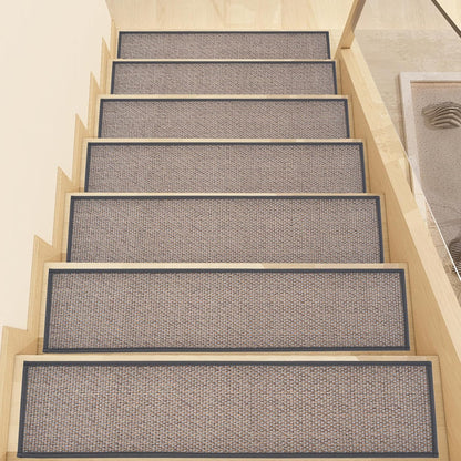 Stair Treads Non Slip, Rubber Backing Stair Treads for Wooden Steps, 15 PCS Thicken Linen Carpet Stair Runners Indoor for Kids Elders and Pets, No Residue Stair Carpet Treads, 8"x30", Beige
