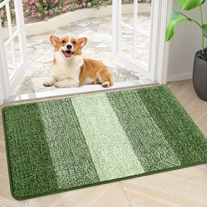 Smiry Dog Door Mat for Muddy Paws, Absorbs Moisture and Dirt, Low-Profile Entryway Mat with Non-Slip Backing, Entry Indoor Outdoor Doormat for Inside Floor (30x20 Inches, Grey, Striped)
