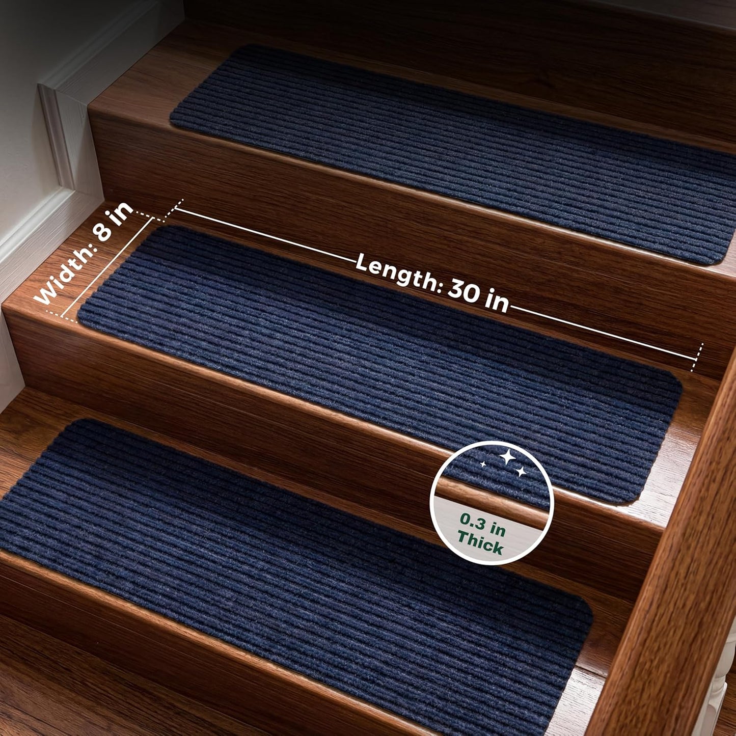 MBIGM 8" X 30" (15 in Pack) Nonslip Carpet Stair Treads Non-Skid Safety Rug Slip Resistant Indoor Runner for Kids Elders & Pets with Reusable Adhesive - Brown - Non Slip Stair Treads Indoor