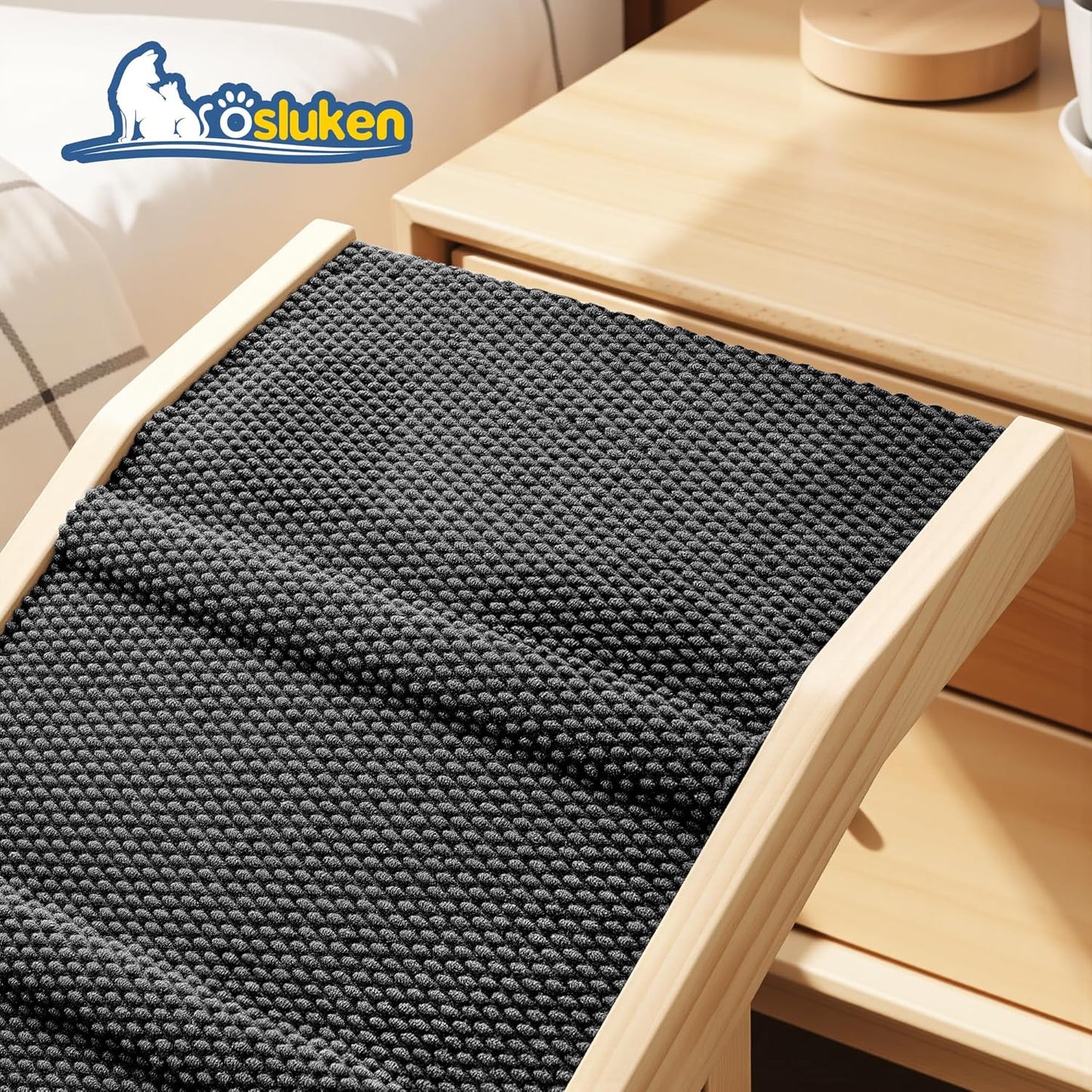 Dog Ramp for Bed, L64 W17 Foldable Pet Ramp for Small Large Dogs Cats, Dog Ramps for High Beds Car, High Traction with Platform 6 Adjustable Heights 24" to 30" Up to 220LBS, Wood