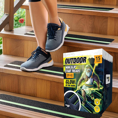 THUNDER GRIP Glow in the Dark 30" x 6"-12-Pack Weather Resistant Outdoor Stair Treads 80-Grit