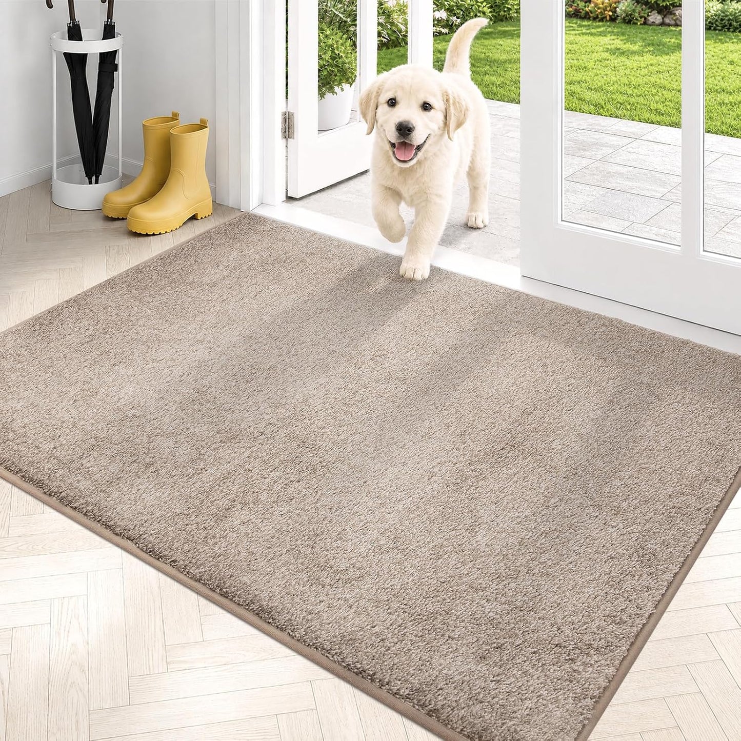 PURRUGS Dirt Trapping Door Mat 20" x 31.5", Non-Slip Machine Washable Entryway Rug, Dog Doormat, Indoor Front Door Mat, Super Absorbent Entry Rug for Muddy Shoes & Paws, Bluish Grey-Black