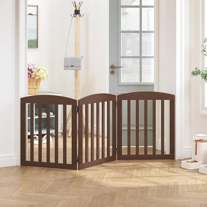 SPIRICH 96" Extra Wide 28" Tall Wooden Freestanding Foldable Dog Gate, Pet Gate Indoor, 4 Panels, White