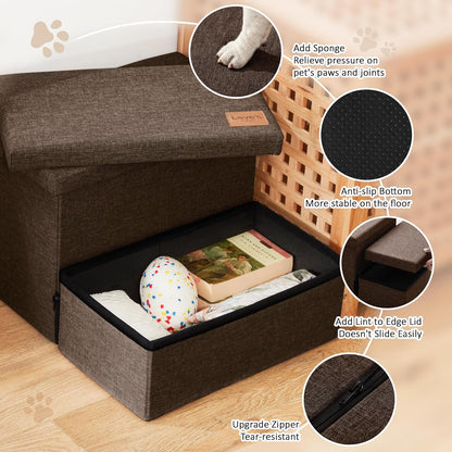 Love's cabin Dog Stairs with Storage 13" H, Foldable Pet Stairs for Small Medium or Large Dogs, Cat Puppy Steps Ramp with Zip up to 150 lbs, Solid Grey, 2 Steps