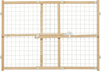 Wire Mesh Pet Safety Gate, Dog Gate Expands From 29 - 50 Inches Wide, 32 Inches Tall, Wood, Powder Coated Wire