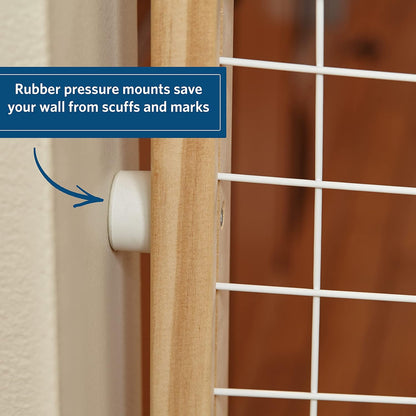 Wire Mesh Pet Safety Gate, Dog Gate Expands From 29 - 50 Inches Wide, 32 Inches Tall, Wood, Powder Coated Wire