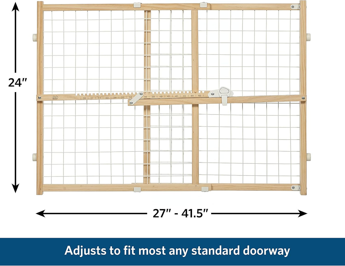 Wire Mesh Pet Safety Gate, Dog Gate Expands From 29 - 50 Inches Wide, 32 Inches Tall, Wood, Powder Coated Wire