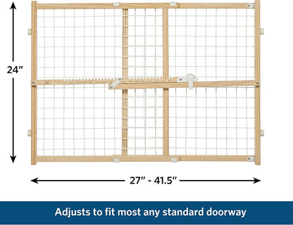 Wire Mesh Pet Safety Gate, Dog Gate Expands From 29 - 50 Inches Wide, 32 Inches Tall, Wood, Powder Coated Wire
