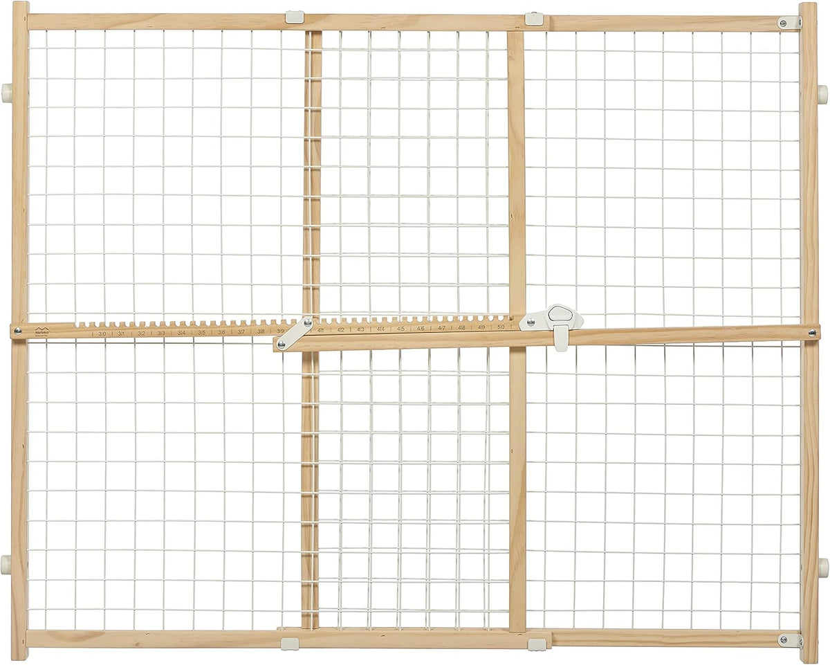 Wire Mesh Pet Safety Gate, Dog Gate Expands From 29 - 50 Inches Wide, 32 Inches Tall, Wood, Powder Coated Wire