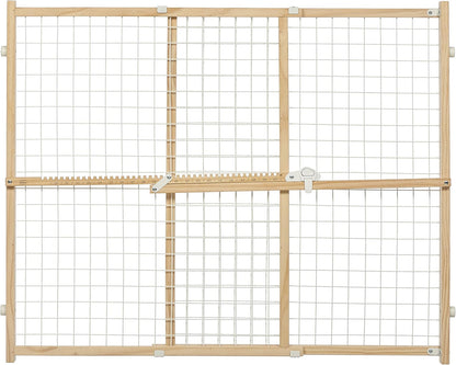 Wire Mesh Pet Safety Gate, Dog Gate Expands From 29 - 50 Inches Wide, 32 Inches Tall, Wood, Powder Coated Wire