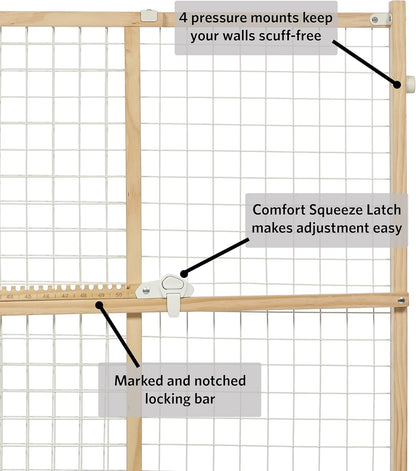 Wire Mesh Pet Safety Gate, Dog Gate Expands From 29 - 50 Inches Wide, 32 Inches Tall, Wood, Powder Coated Wire