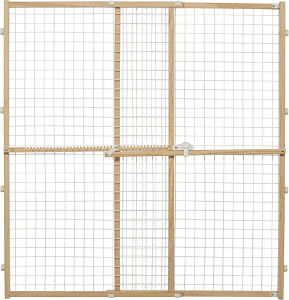 Wire Mesh Pet Safety Gate, Dog Gate Expands From 29 - 50 Inches Wide, 32 Inches Tall, Wood, Powder Coated Wire