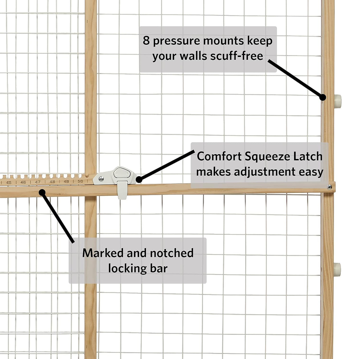 Wire Mesh Pet Safety Gate, Dog Gate Expands From 29 - 50 Inches Wide, 32 Inches Tall, Wood, Powder Coated Wire