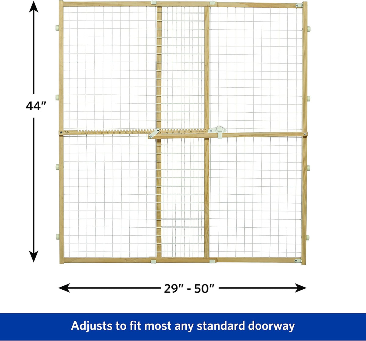 Wire Mesh Pet Safety Gate, Dog Gate Expands From 29 - 50 Inches Wide, 32 Inches Tall, Wood, Powder Coated Wire