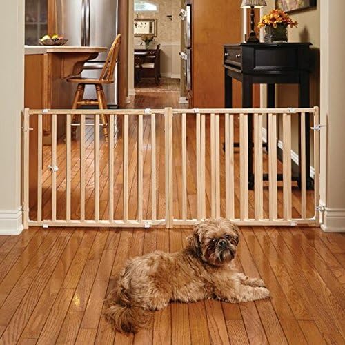 Wire Mesh Pet Safety Gate, Dog Gate Expands From 29 - 50 Inches Wide, 32 Inches Tall, Wood, Powder Coated Wire