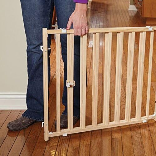 Wire Mesh Pet Safety Gate, Dog Gate Expands From 29 - 50 Inches Wide, 32 Inches Tall, Wood, Powder Coated Wire