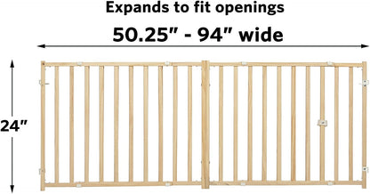 Wire Mesh Pet Safety Gate, Dog Gate Expands From 29 - 50 Inches Wide, 32 Inches Tall, Wood, Powder Coated Wire