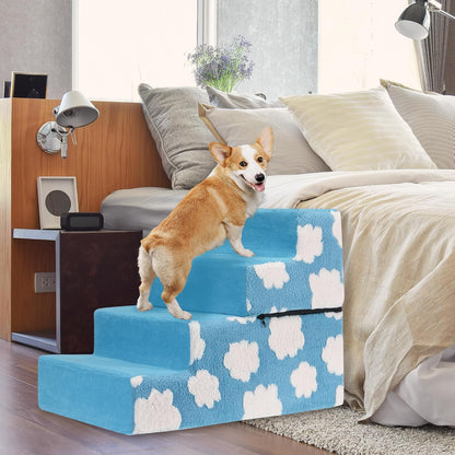 Pet Steps Dog Stairs for Sofa Couch and Bed High Density Sponge Pet Ramp with Removable Washable Cover Non-Slip Base Stable Dog Steps 15.7" H