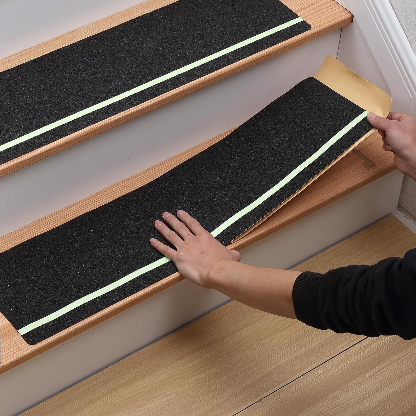 MBIGM 12-Pack Non-Slip Outdoor Stair Treads - Anti Slip 8" X 30" Grip Tape Adhesive Strips - Heavy Duty Traction for Steps, Staircase, Deck