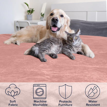 Waterproof Pet Blanket - 50x60-Inch Reversible Sherpa Fleece Throw Protects Couches, Cars, and Beds from Spills, Stains, and Fur by PETMAKER (Gray)