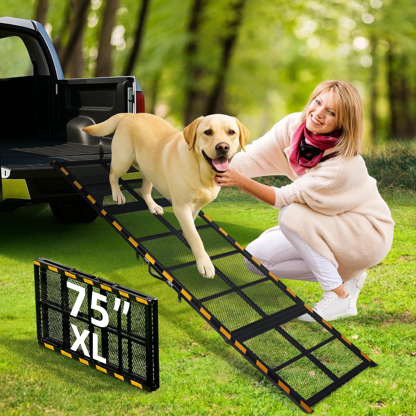 Dog Ramp for Bed & Couch for Small & Medium Dogs - Joint-Friendly, Anti-Slip, Adjustable, Odor-Free, Up to 70 lbs