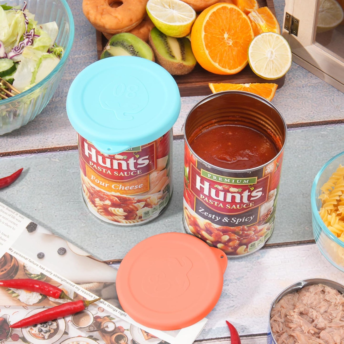 2PCs 3.0-inch Silicone Can Lids for Chef Boyardee | Van Camp's | Goya | Bush's Best | Farmer's Market Can, Can Cover for Canned Goods, Soup Can Cap, Fit Most Standard Size, Dishwasher Safe (Lids ONLY)