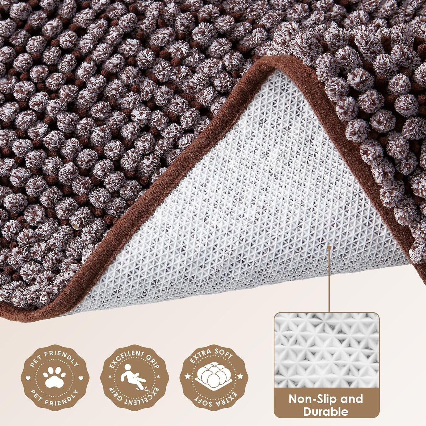 EHEYCIGA Super Absorbent Dog Door Mat for Muddy Paws 30x20 Inch Indoor, Front Doormat Outside Entrance, Quick Dry Chenille Washable Dog Crate Bed, Non-Slip Pet Rug Mud Mat Outdoor Entryway, Grey