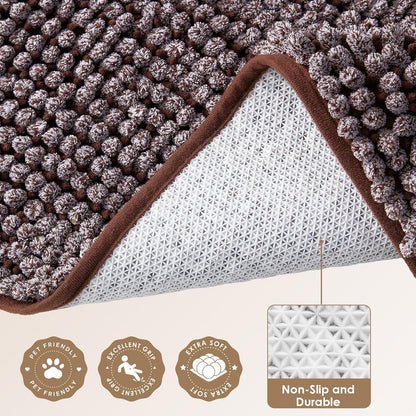 EHEYCIGA Super Absorbent Dog Door Mat for Muddy Paws 30x20 Inch Indoor, Front Doormat Outside Entrance, Quick Dry Chenille Washable Dog Crate Bed, Non-Slip Pet Rug Mud Mat Outdoor Entryway, Grey