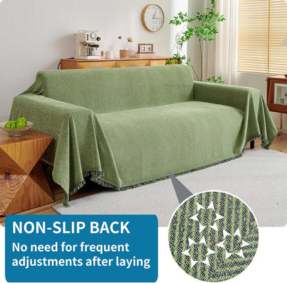 HAOMAIJIA Non Slip Couch Cover Sofa Covers for 3 Cushion Couch Washable sectional Couch Covers for Dogs pet Furniture Protector Couch Cover Blanket for Living Room (Off White, 91"x134")
