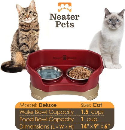 Neater Pet Brands Neater Feeder Deluxe Mess Proof Dog Bowls Elevated for Large Dogs Over 40 lbs, Made in USA, No Spill Raised Dog Food Bowl Stand Feeding Station, Food and Water Bowl Set, Black