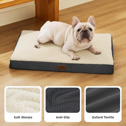Bedsure Dog Beds Large Sized Dog - Comfy Flat Pet Beds with Removable Washable Cover, Orthopedic Egg Crate Foam Puppy Mat, Suitable for Pet Up to 65 lbs