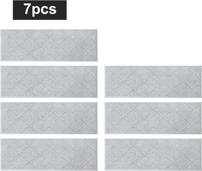 COSY HOMEER Edging Stair Treads Non-Slip Carpet Mat 28inX9in Indoor Stair Runners for Wooden Steps, Edging Stair Rugs for Kids and Dogs, 100% Polyester TPE Backing (7pc, Beige)