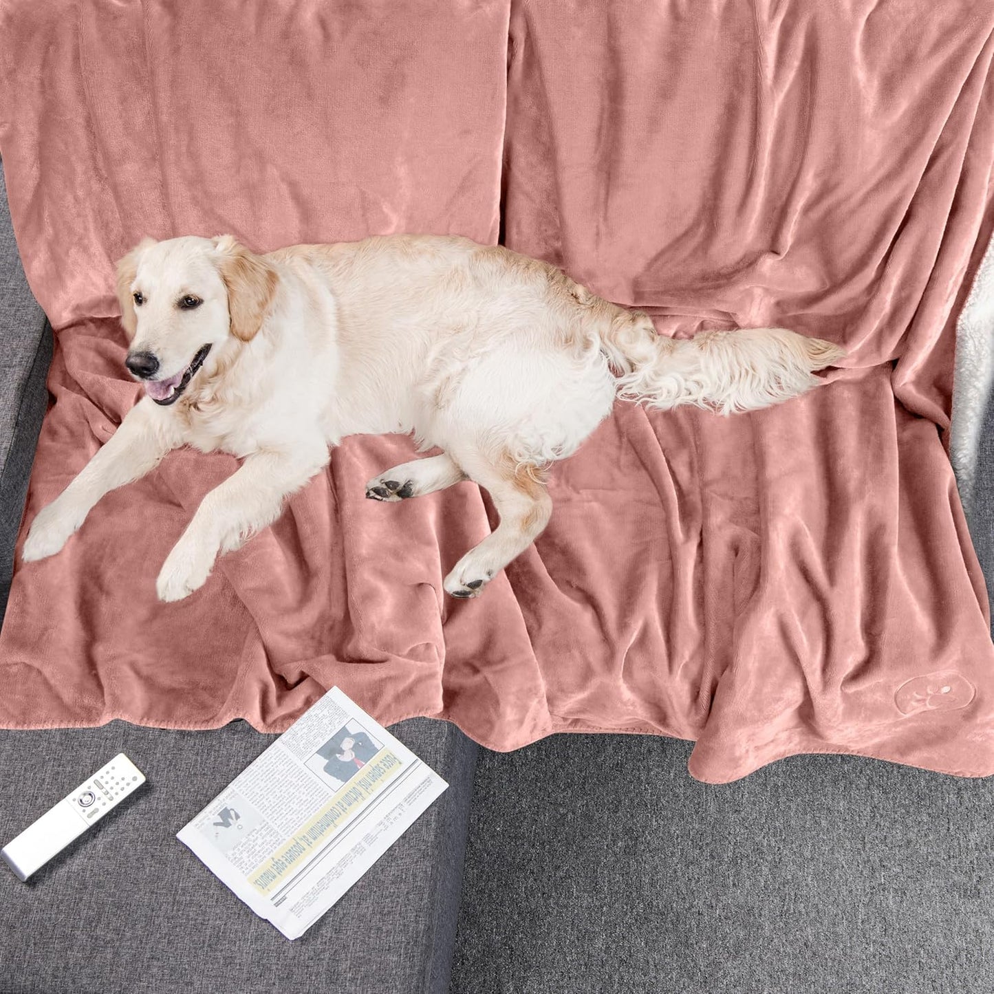 Waterproof Pet Blanket - 50x60-Inch Reversible Sherpa Fleece Throw Protects Couches, Cars, and Beds from Spills, Stains, and Fur by PETMAKER (Gray)