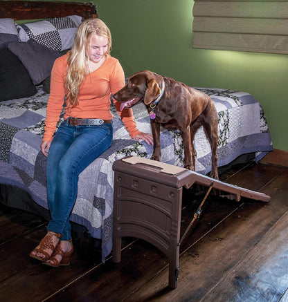 Pet Gear Free Standing Pet Ramp for Cats and Dogs, No Assembly Required, Easy Fold for Storage or Travel, Portable, Holds Up to 100lbs, Wheat