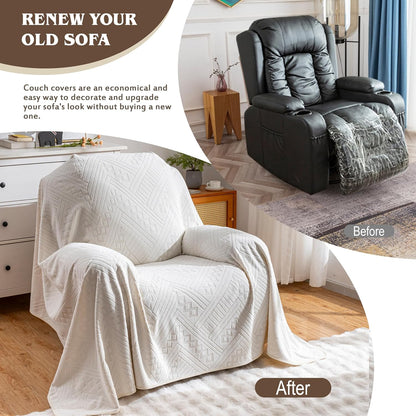 Waterproof Couch Cover, Reversible, Pet-Friendly, Washable and Anti-Slip Couch Covers for Sofa Protection with 3 Cushions, Sofa Slipcovers for Dogs and Cats (71×118in/Brown)