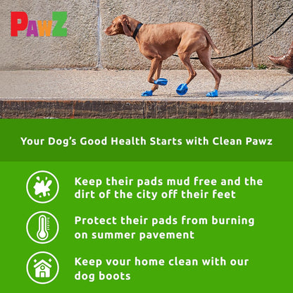 PawZ Rubber Dog Boots for Large Paws - All-Weather Waterproof Dog Shoes, Anti-Slip Traction for Rain, Snow, Mud & Hot Pavement - Pull-On Dog Booties, Purple - Large (3"- 4") - Pack of 24