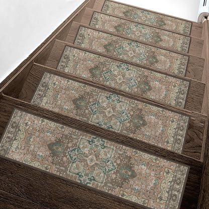 sarben Non Slip Stair Treads for Wooden Steps 15PCS - 8"x30" Indoor Safety Carpet, Edging Mats with TPE Adhesive Backing, Pet and Elderly Friendly Stair Rugs (Taupe) - Colors B