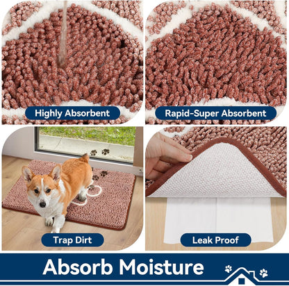 Bcoimo Super Absorbent Dog Door Mat, 30"*20" Anti Slip Mat for Muddy Paws, Pet Rugs for Dirty Paws Washable that Absorbs Moisture and Dirt, for Dog Cage and Pet Resting Carpet