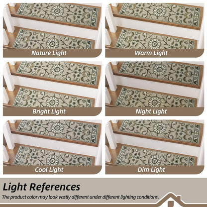 BEQHAUSE Stair Treads for Wooden Steps Non-Slip Machine Washable Carpet Stair Treads 8"X30" Soft Indoor Stair Runner for Kids Elders and Pets, 100% Polyester, TPE Backing, 15pcs, Brown/Grey