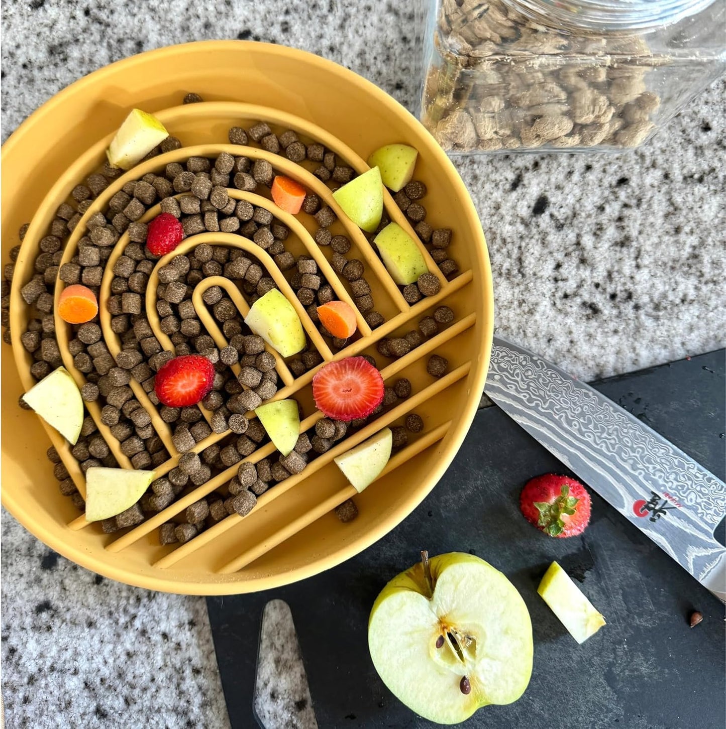 Should We Go? Slow Feeder for Dogs & Puppies, The Slowdown Bowl Silicone Slow Eating, Modern Lick Mat Design, Reduces Gulping, Fits 2 Cups, 7.5” Across x 1.5” Tall, Mealtime Challenge, Medium-Blush