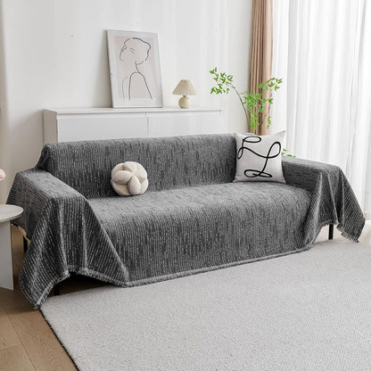 MYSKY HOME Couch Cover for Dogs, Washable Couch Covers, Non Slip Sofa Cover, Couch Cover 2 Cushion Sofa Dogs Furniture Protector with Tassels, Chenille Sofa Slipcover for Pets, 71"x118", Dark Grey