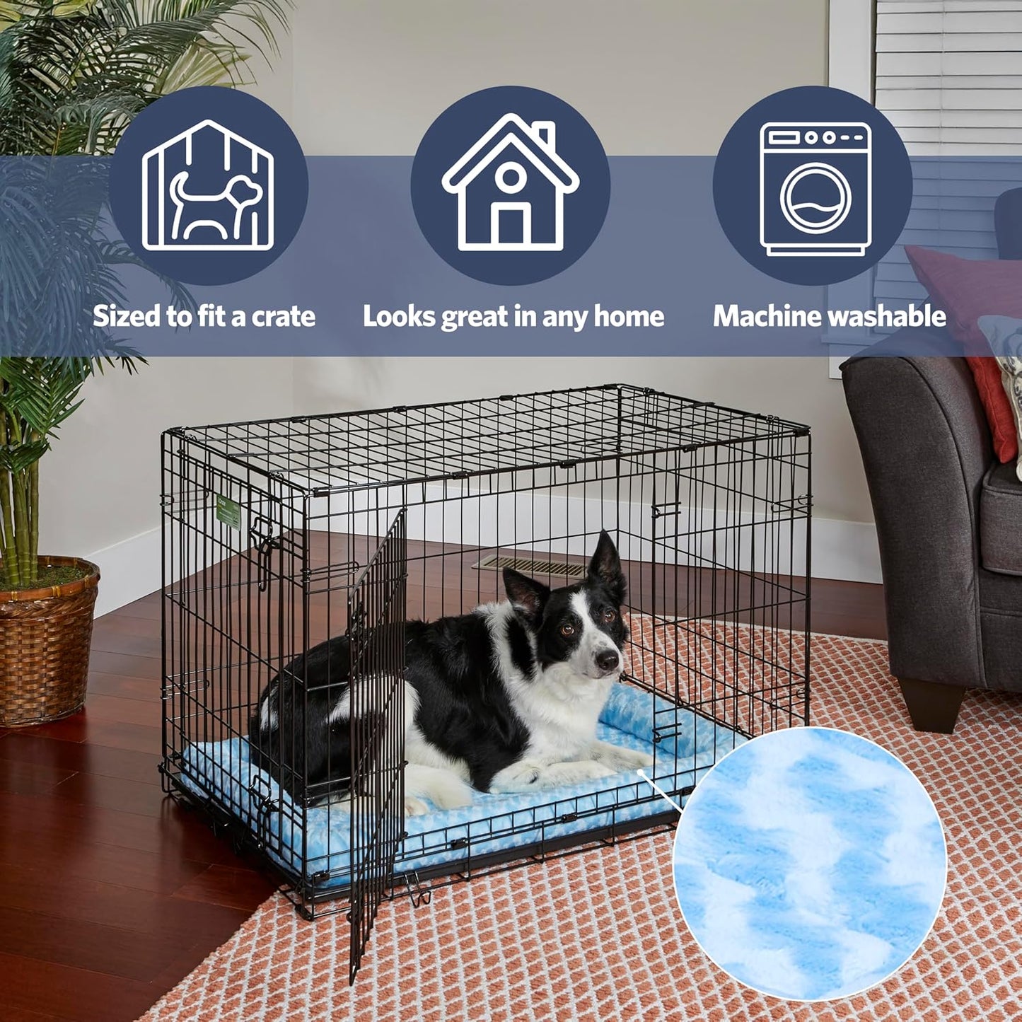 MidWest Homes for Pets QuietTime Dog Bed - White Fleece Bolster, Ultra-Soft and Machine Washable, Fits 24-Inch Crates and Carriers, for Small Breed Dogs