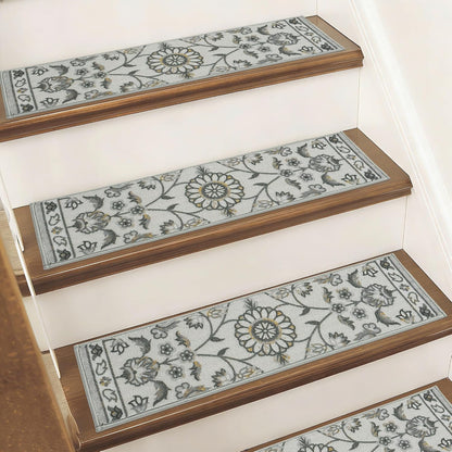 BEQHAUSE Stair Treads for Wooden Steps Non-Slip Machine Washable Carpet Stair Treads 8"X30" Soft Indoor Stair Runner for Kids Elders and Pets, 100% Polyester, TPE Backing, 15pcs, Brown/Grey