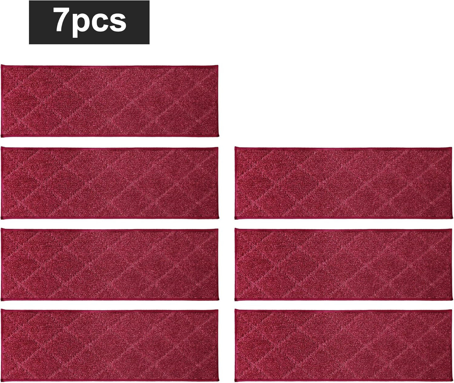 COSY HOMEER Edging Stair Treads Non-Slip Carpet Mat 28inX9in Indoor Stair Runners for Wooden Steps, Edging Stair Rugs for Kids and Dogs, 100% Polyester TPE Backing (7pc, Beige)